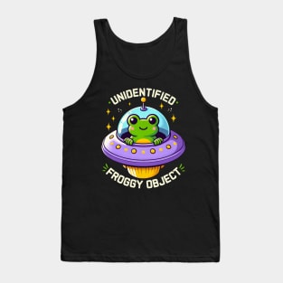 Froggy Object Cute Frog Flying A Saucer Tank Top